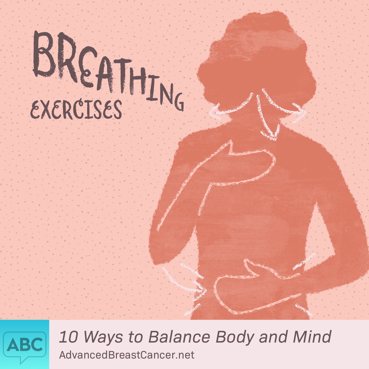 A person stands with one hand on chest and the other over belly