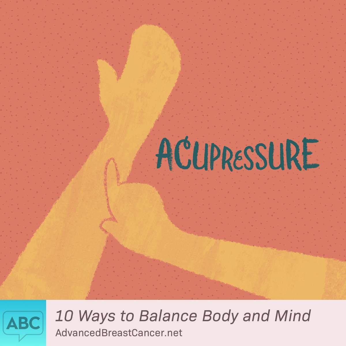 A finger presses on the wrist of an open palm